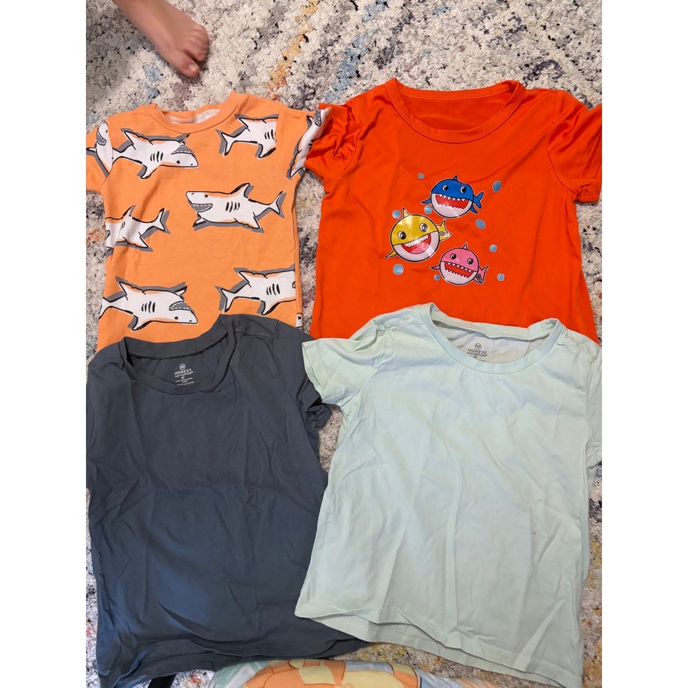 Honest Carter's T-Shirt Bundle Kids 4T Multicolor Shark Organic Cotton 4pc Set